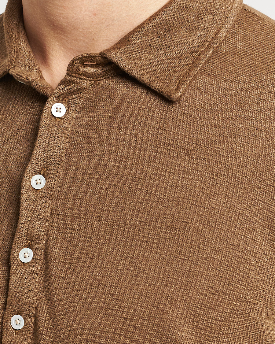 Homme | Pulls Et Tricots | Massimo Alba | Raya Long Sleeve Linen Polo Brown