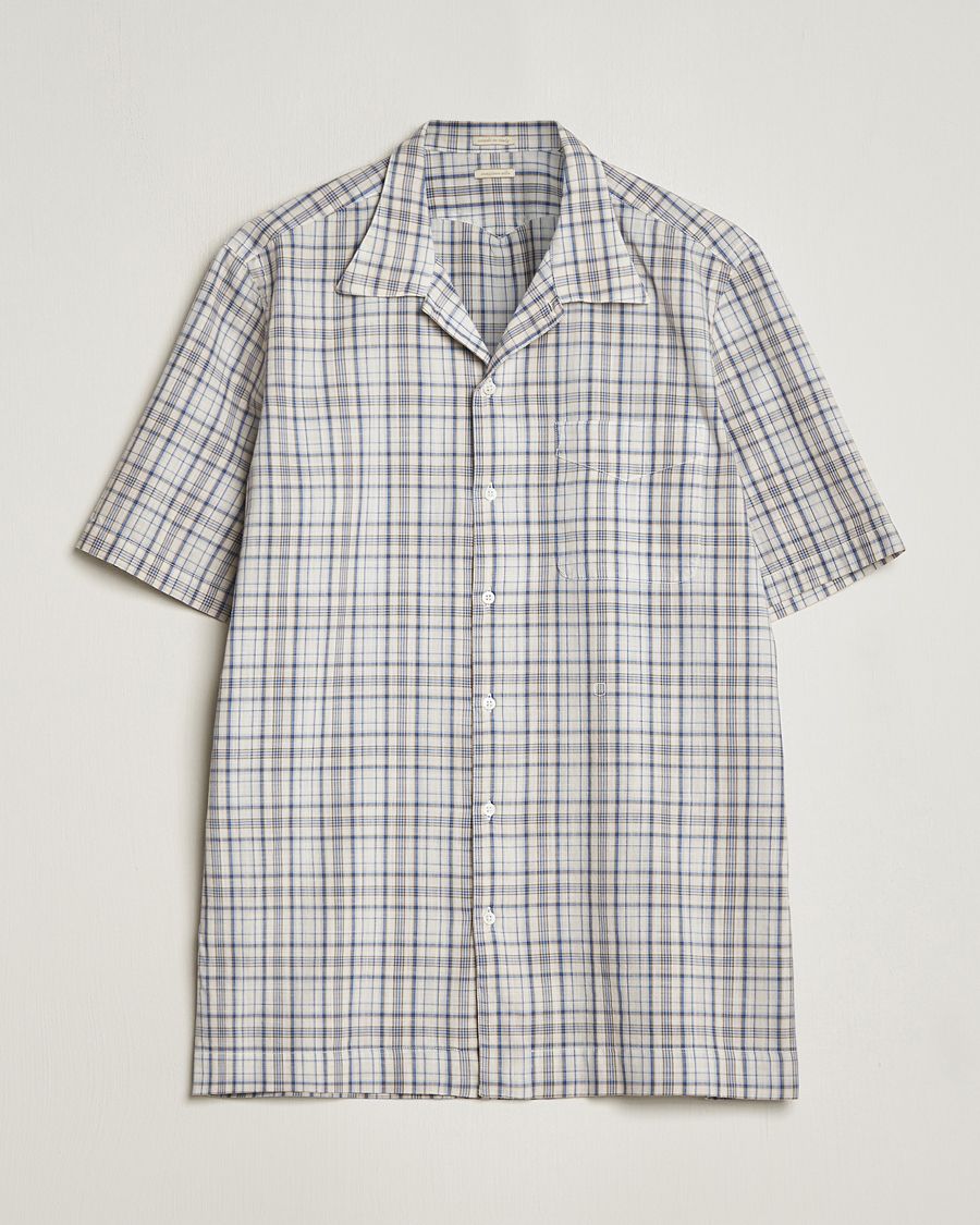 Homme | Chemises | Massimo Alba | Venice Macro Check Bowling Shirt Blue/Beige