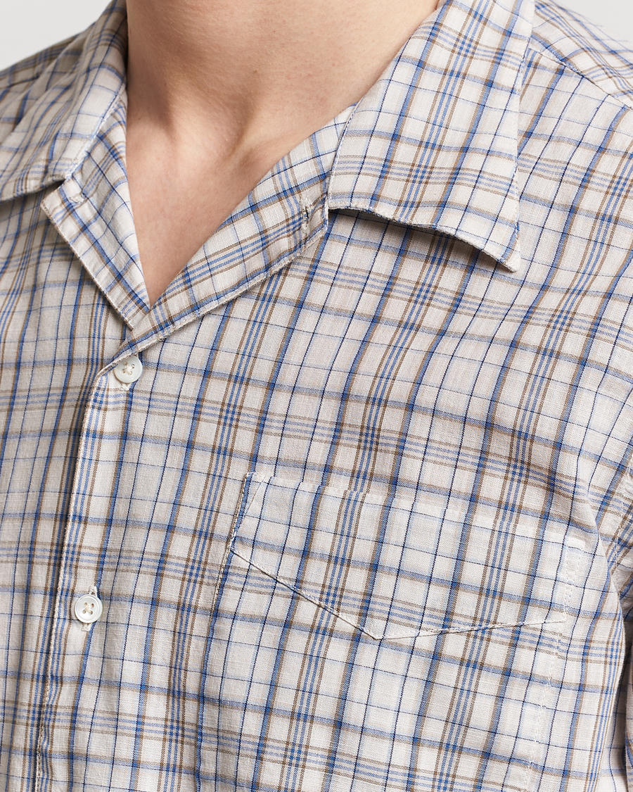 Homme | Chemises | Massimo Alba | Venice Macro Check Bowling Shirt Blue/Beige
