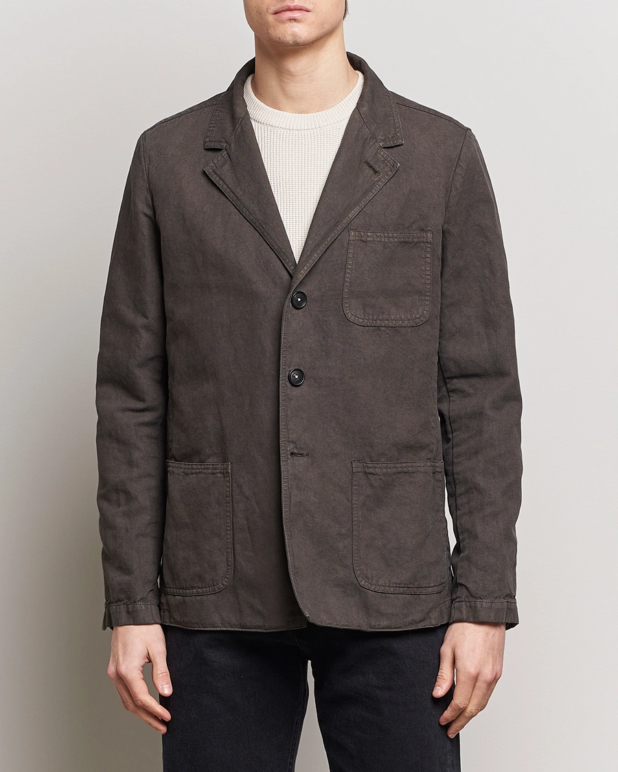 Homme |  | Massimo Alba | Baglietto Washed Cotton Work Jacket Dark Brown
