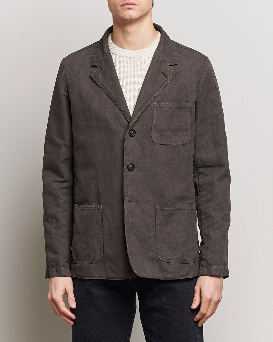 Homme | Manteaux Et Vestes | Massimo Alba | Baglietto Washed Cotton Work Jacket Dark Brown