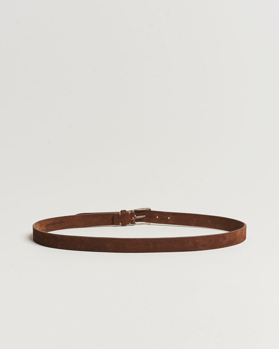 Homme | Sections | Massimo Alba | Narrow Belt Brown Suede
