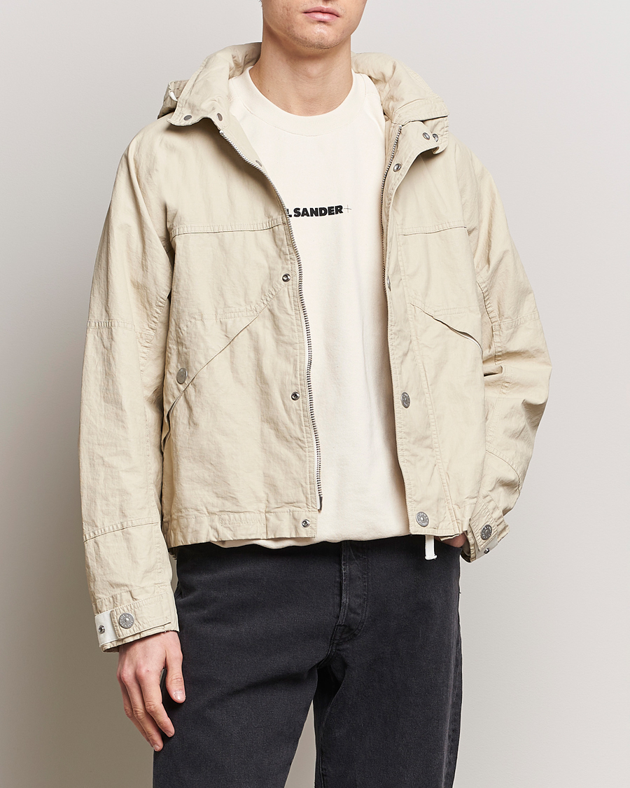 Homme | Vêtements | Stone Island | Marina Pleated Linen Hood Jacket Natural Beige