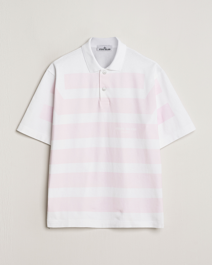 Homme | Polos | Stone Island | Marina Striped Cotton Poloshirt White