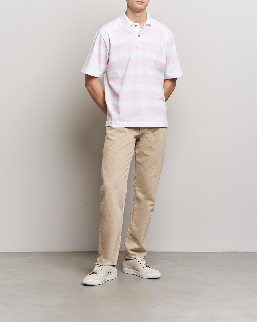 Homme | Polos | Stone Island | Marina Striped Cotton Poloshirt White