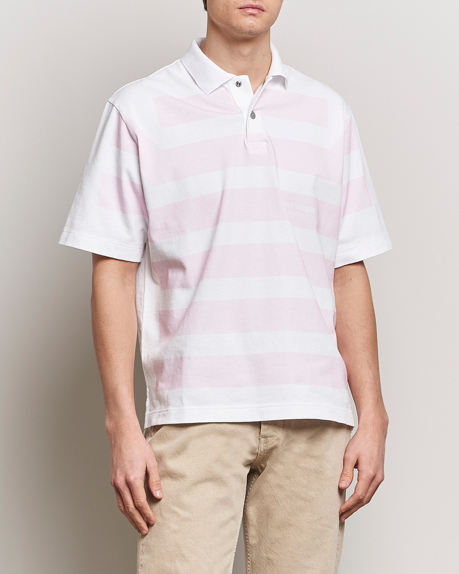 Homme | Polos | Stone Island | Marina Striped Cotton Poloshirt White