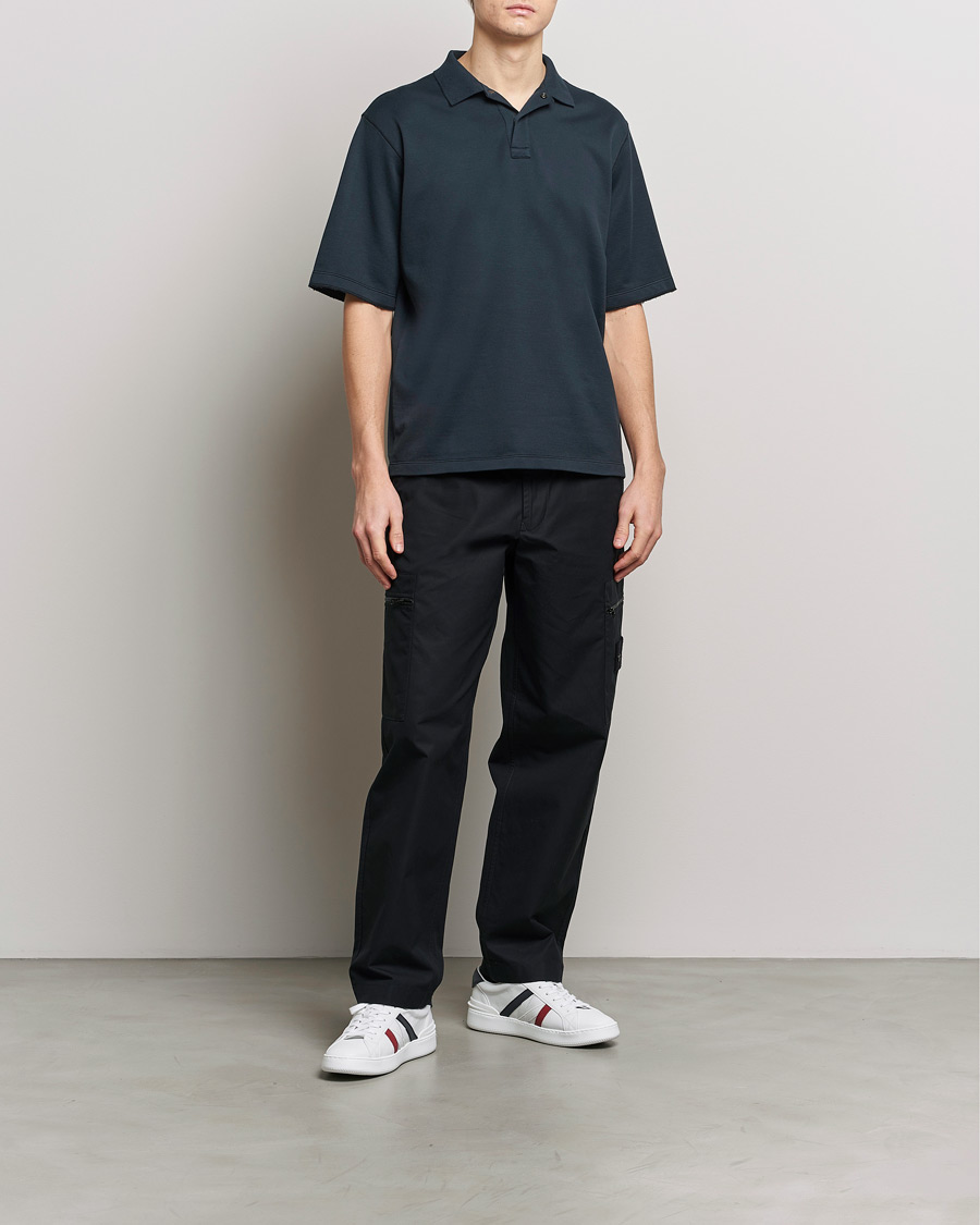 Homme | Polos | Stone Island | Ghost Garment Dyed Organic Cotton Poloshirt Navy Blue