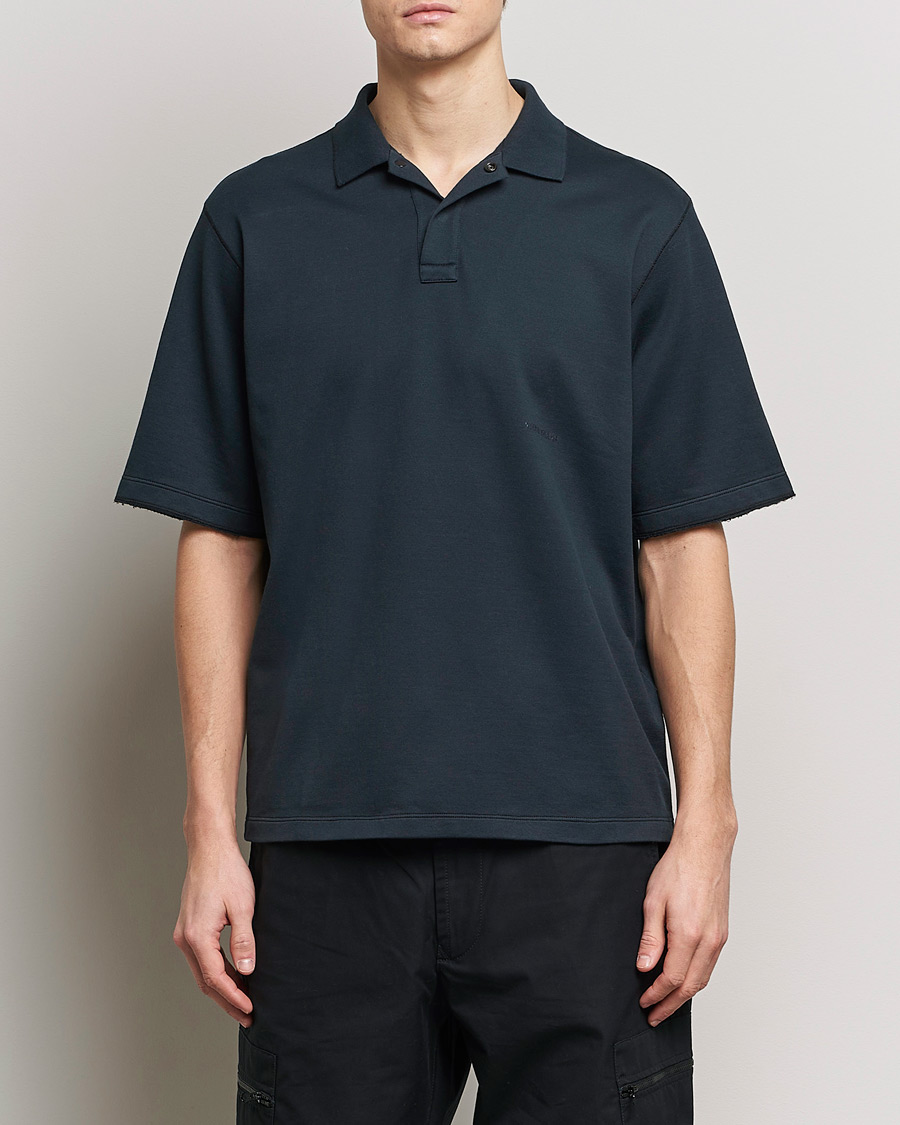 Homme | Polos | Stone Island | Ghost Garment Dyed Organic Cotton Poloshirt Navy Blue