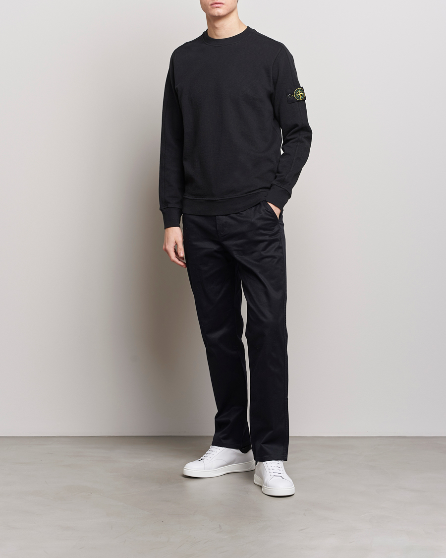 Homme | Pulls Et Tricots | Stone Island | Garment Dyed Cotton Old Effect Sweatshirt Black