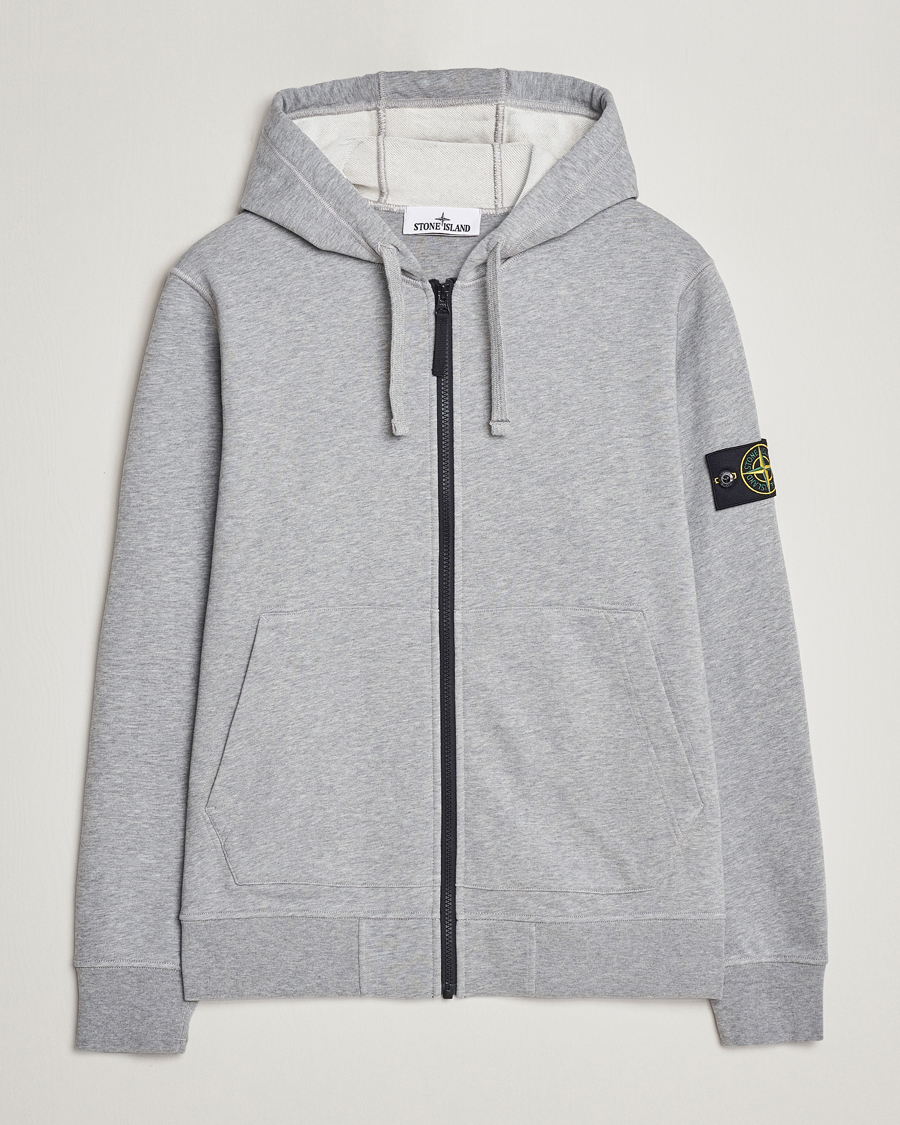 Homme | Pulls Et Tricots | Stone Island | Garment Dyed Cotton Fleece Full Zip Hood Melange Grey