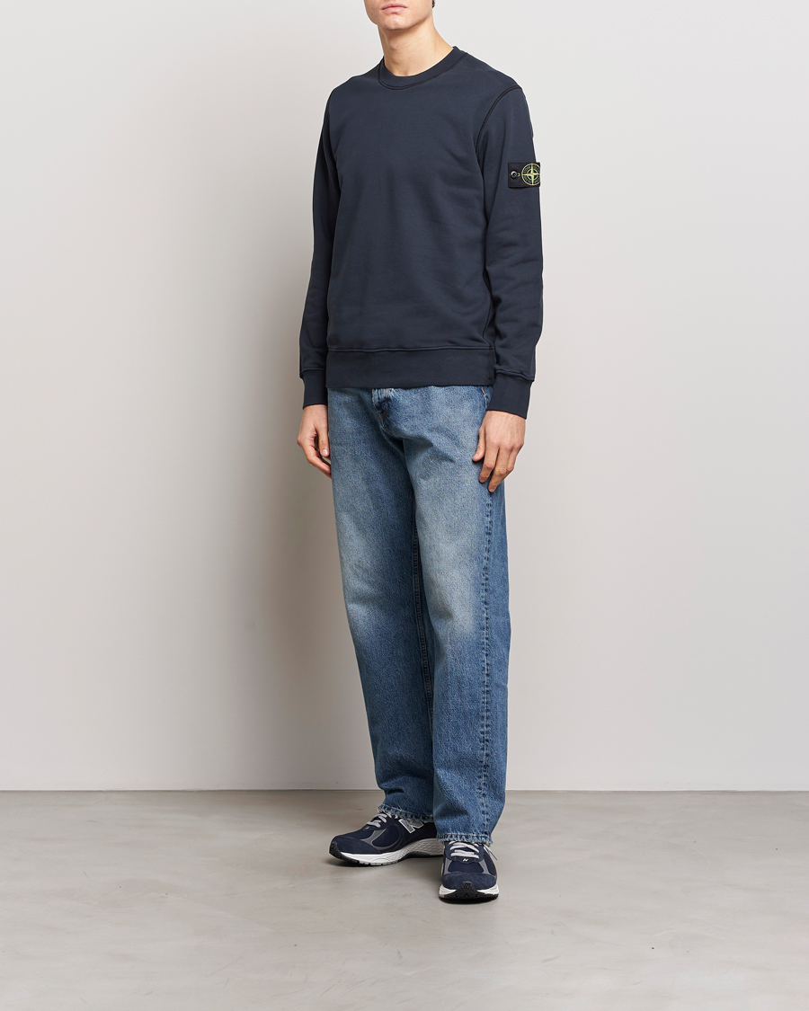 Homme | Pulls Et Tricots | Stone Island | Garment Dyed Cotton Sweatshirt Navy Blue