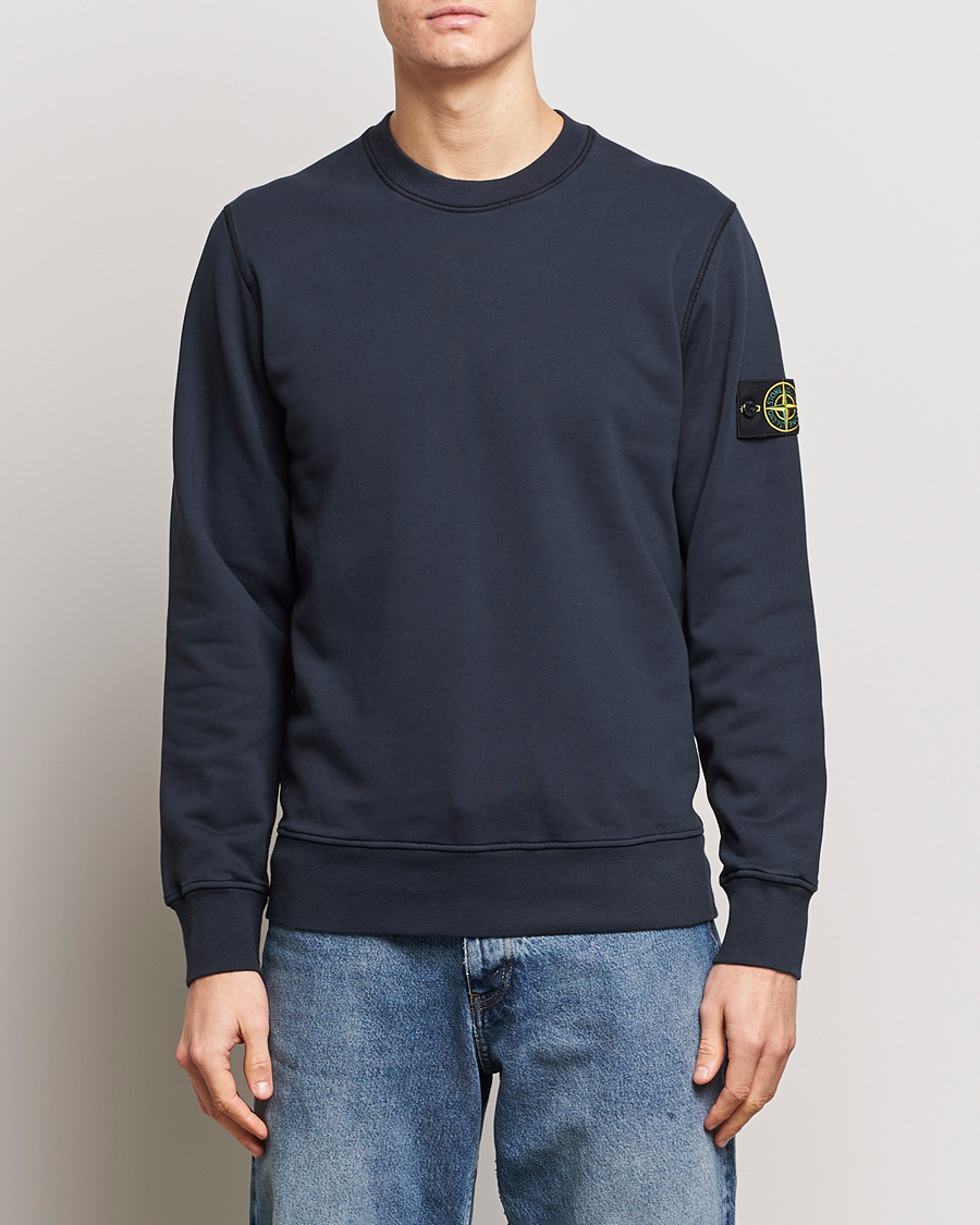 Homme | Pulls Et Tricots | Stone Island | Garment Dyed Cotton Sweatshirt Navy Blue
