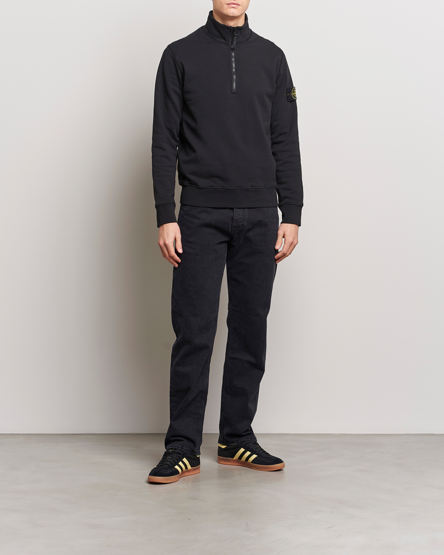 Homme | Pulls Et Tricots | Stone Island | Garment Dyed Cotton Half Zip Black