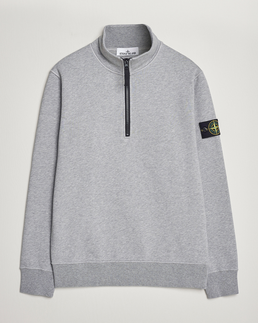 Homme | Pulls Et Tricots | Stone Island | Garment Dyed Cotton Half Zip Melange Grey