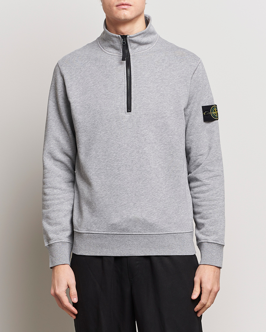 Homme | Pulls Et Tricots | Stone Island | Garment Dyed Cotton Half Zip Melange Grey