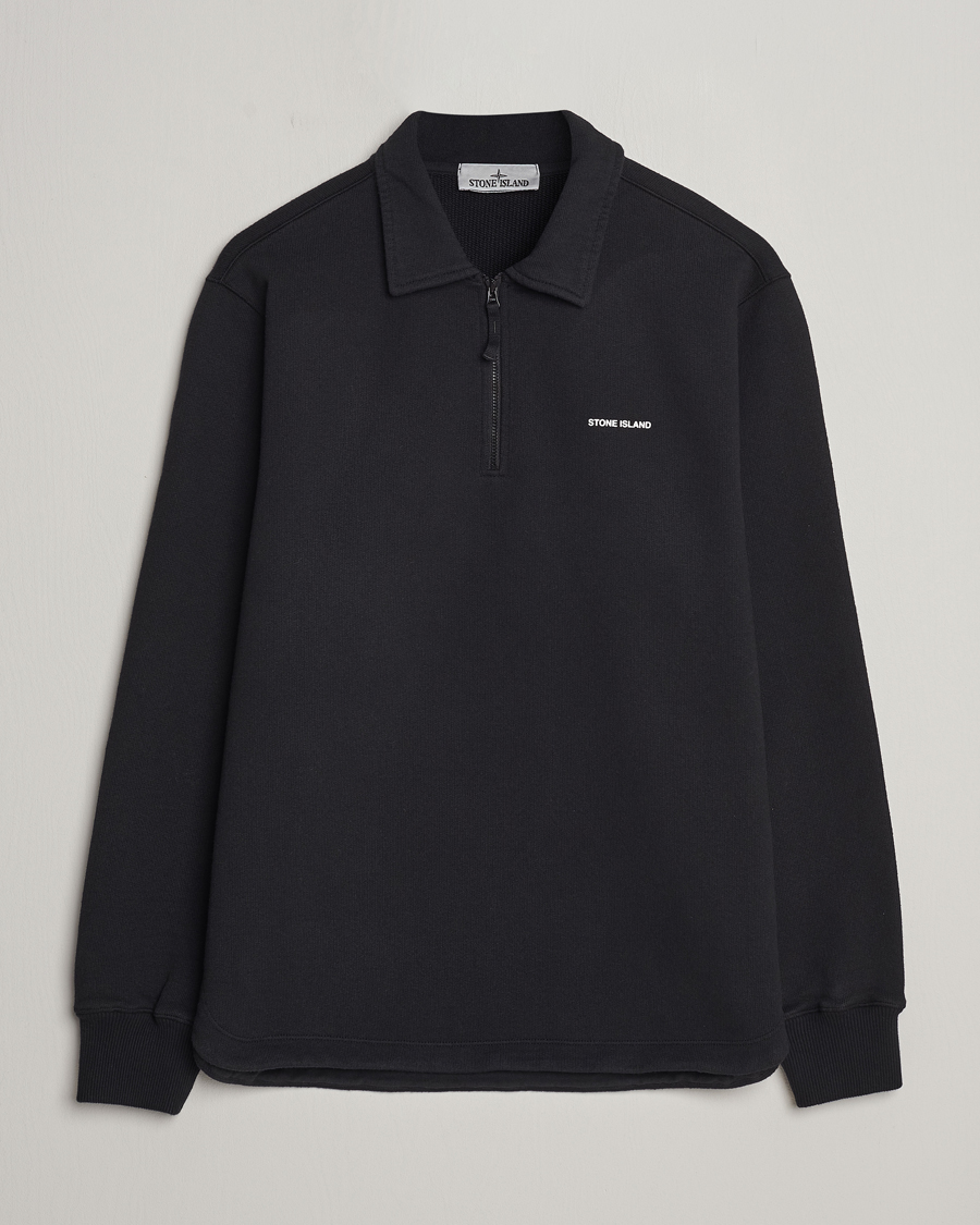 Homme | Pulls Et Tricots | Stone Island | Heavy Cotton Fleece Half Zip Sweatshirt Black