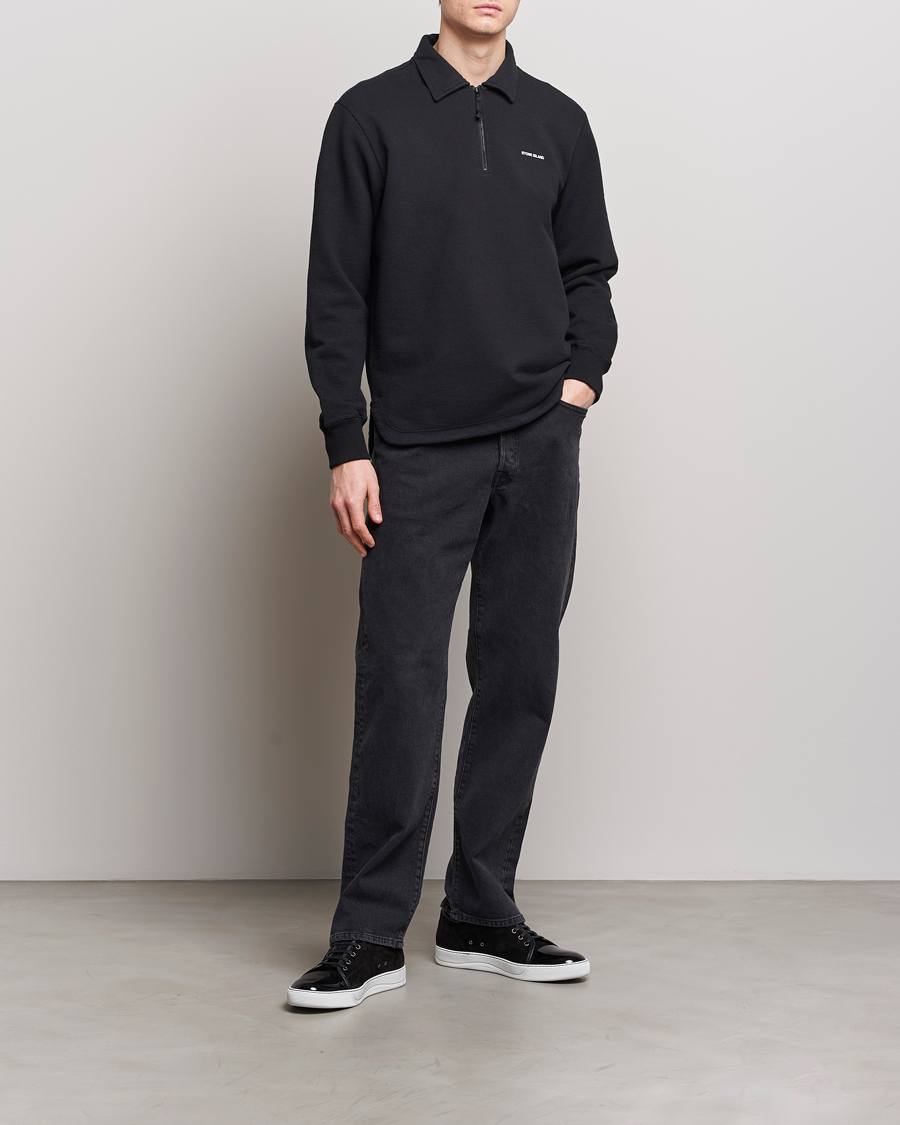 Homme | Pulls Et Tricots | Stone Island | Heavy Cotton Fleece Half Zip Sweatshirt Black