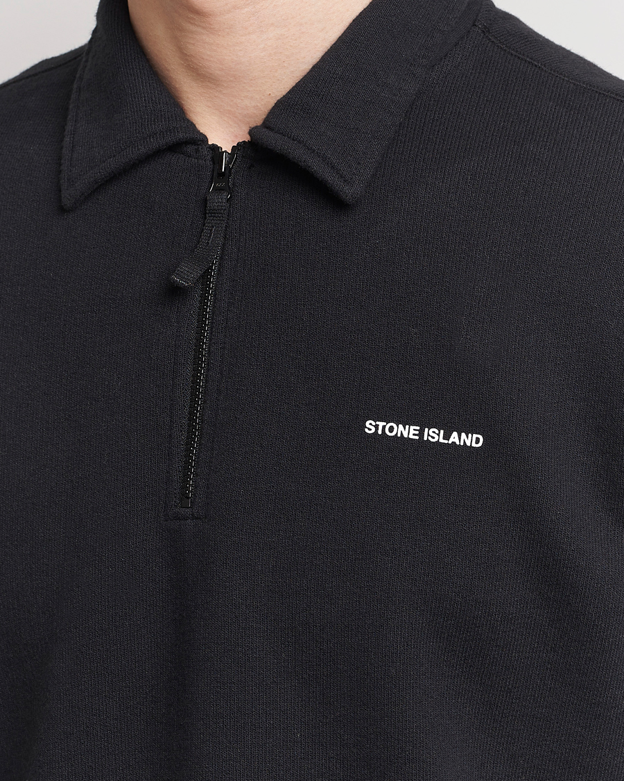 Homme | Pulls Et Tricots | Stone Island | Heavy Cotton Fleece Half Zip Sweatshirt Black