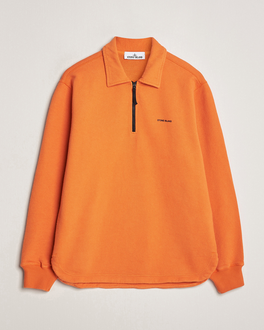 Homme | Pulls Et Tricots | Stone Island | Heavy Cotton Fleece Half Zip Sweatshirt Orange