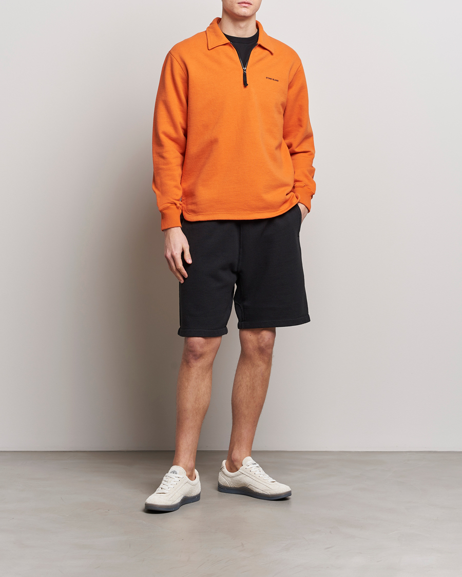 Homme | Pulls Et Tricots | Stone Island | Heavy Cotton Fleece Half Zip Sweatshirt Orange