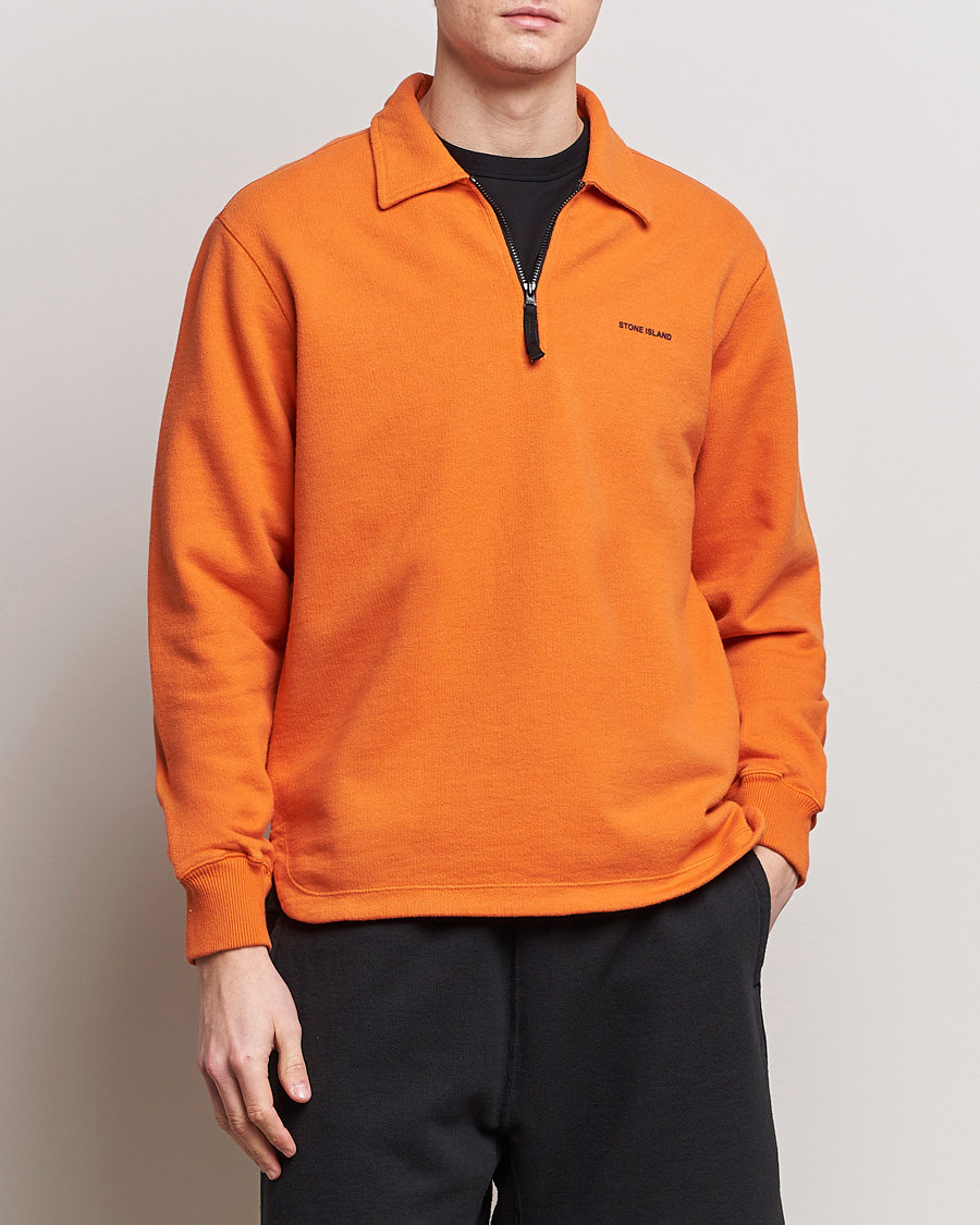 Homme | Pulls Et Tricots | Stone Island | Heavy Cotton Fleece Half Zip Sweatshirt Orange