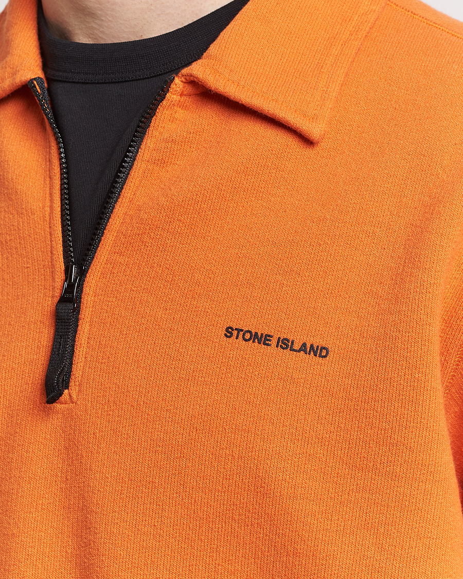 Homme | Pulls Et Tricots | Stone Island | Heavy Cotton Fleece Half Zip Sweatshirt Orange