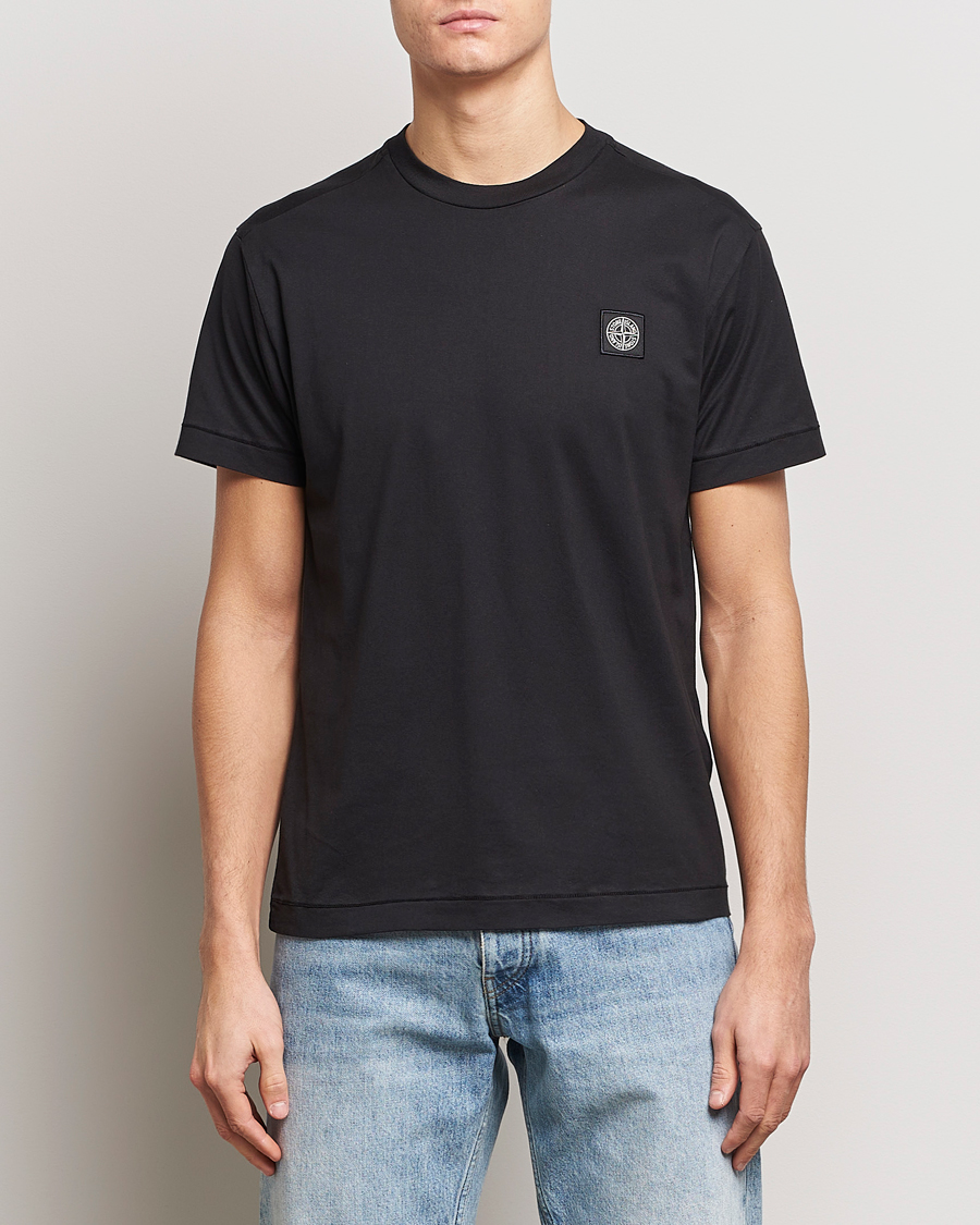 Homme | T-Shirts Noirs | Stone Island | Garment Dyed Cotton Jersey T-Shirt Black