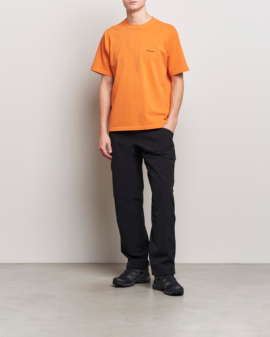 Homme | T-shirts | Stone Island | Cotton Jersey Small Logo T-Shirt Orange