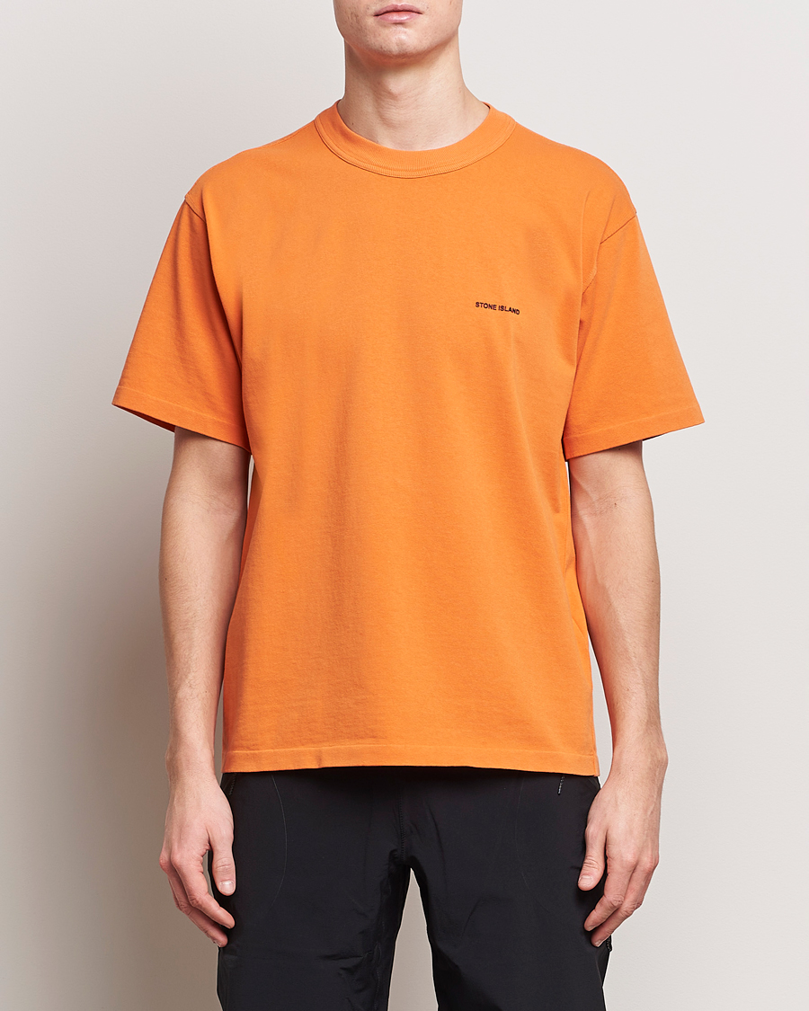 Homme | T-shirts | Stone Island | Cotton Jersey Small Logo T-Shirt Orange