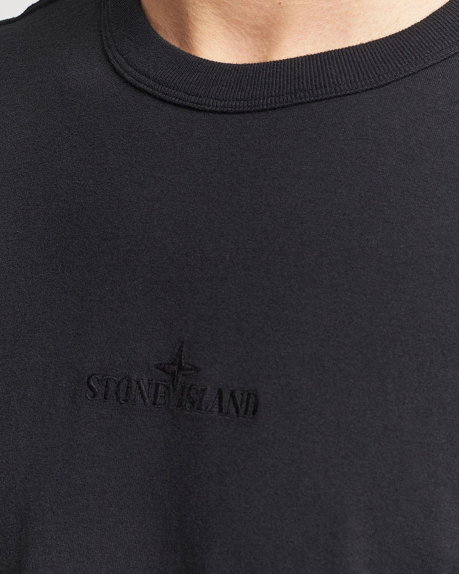 Homme | T-shirts | Stone Island | Organic Cotton Fissato Effect Center Logo T-Shirt Black