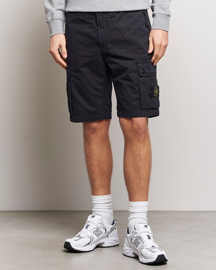 Men | Shorts | Stone Island | Brushed Cotton Canvas Cargo Shorts Navy Blue