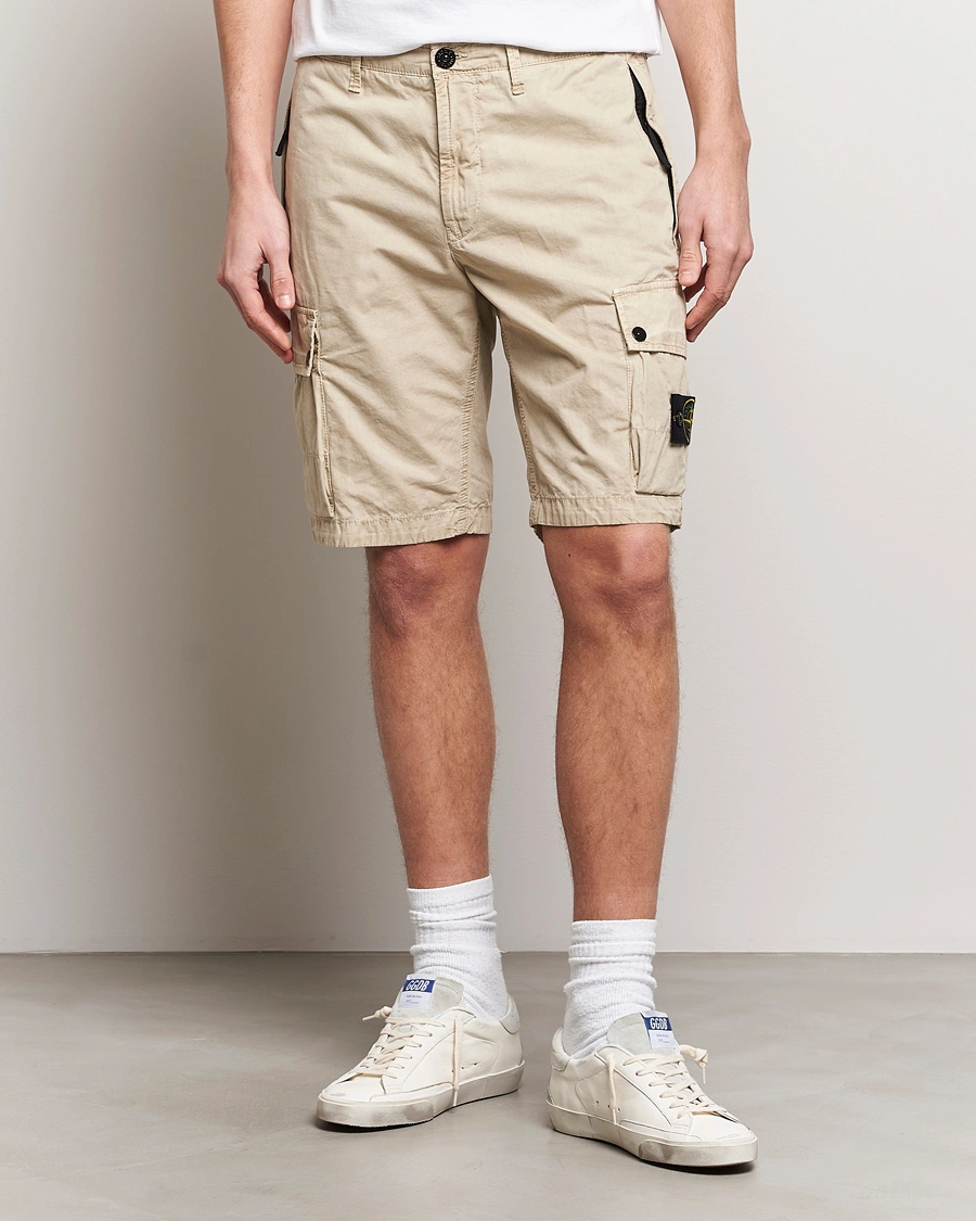 Men | Cargo Shorts | Stone Island | Brushed Cotton Canvas Cargo Shorts Sand