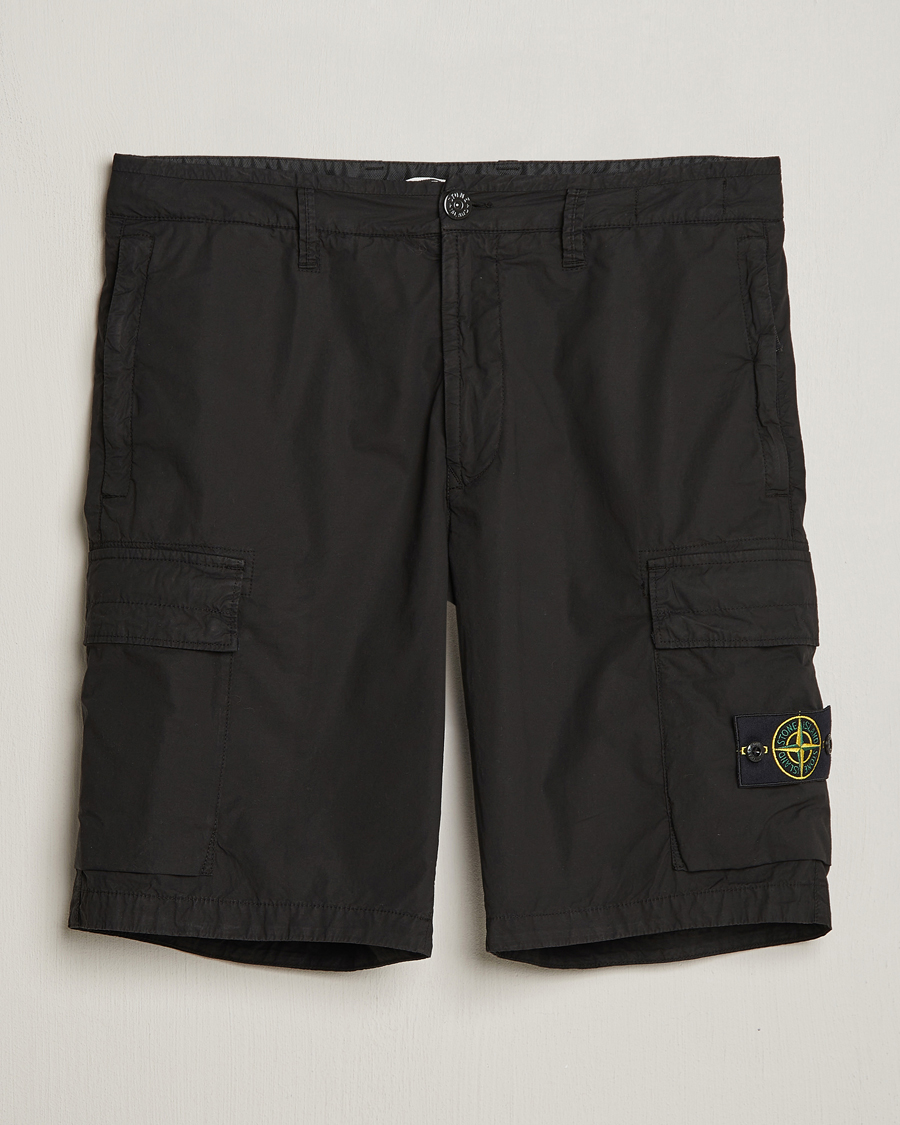Homme | Shorts | Stone Island | Stretch Cotton Tela Regular Fit Cargo Shorts Black