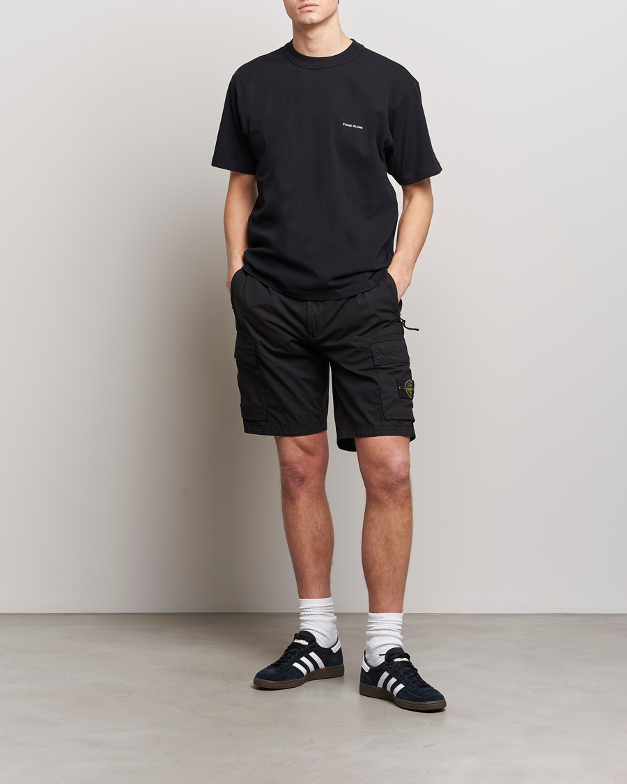 Homme | Shorts | Stone Island | Stretch Cotton Tela Regular Fit Cargo Shorts Black