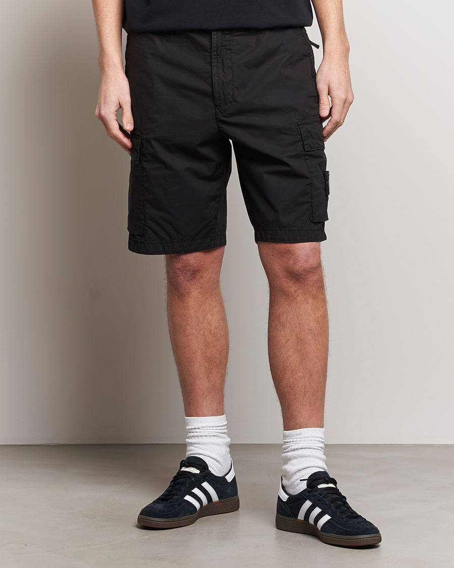 Homme | Vêtements | Stone Island | Stretch Cotton Tela Regular Fit Cargo Shorts Black