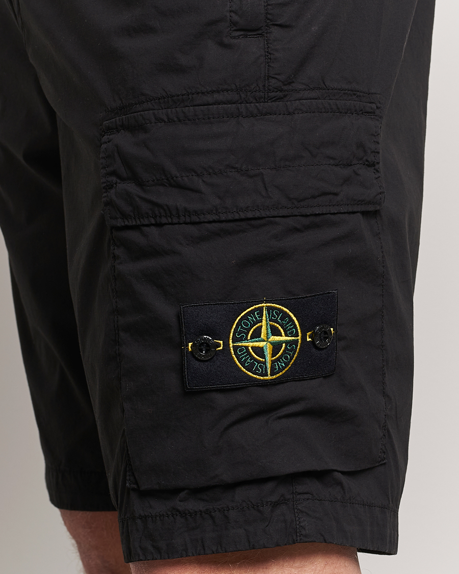 Homme | Shorts | Stone Island | Stretch Cotton Tela Regular Fit Cargo Shorts Black