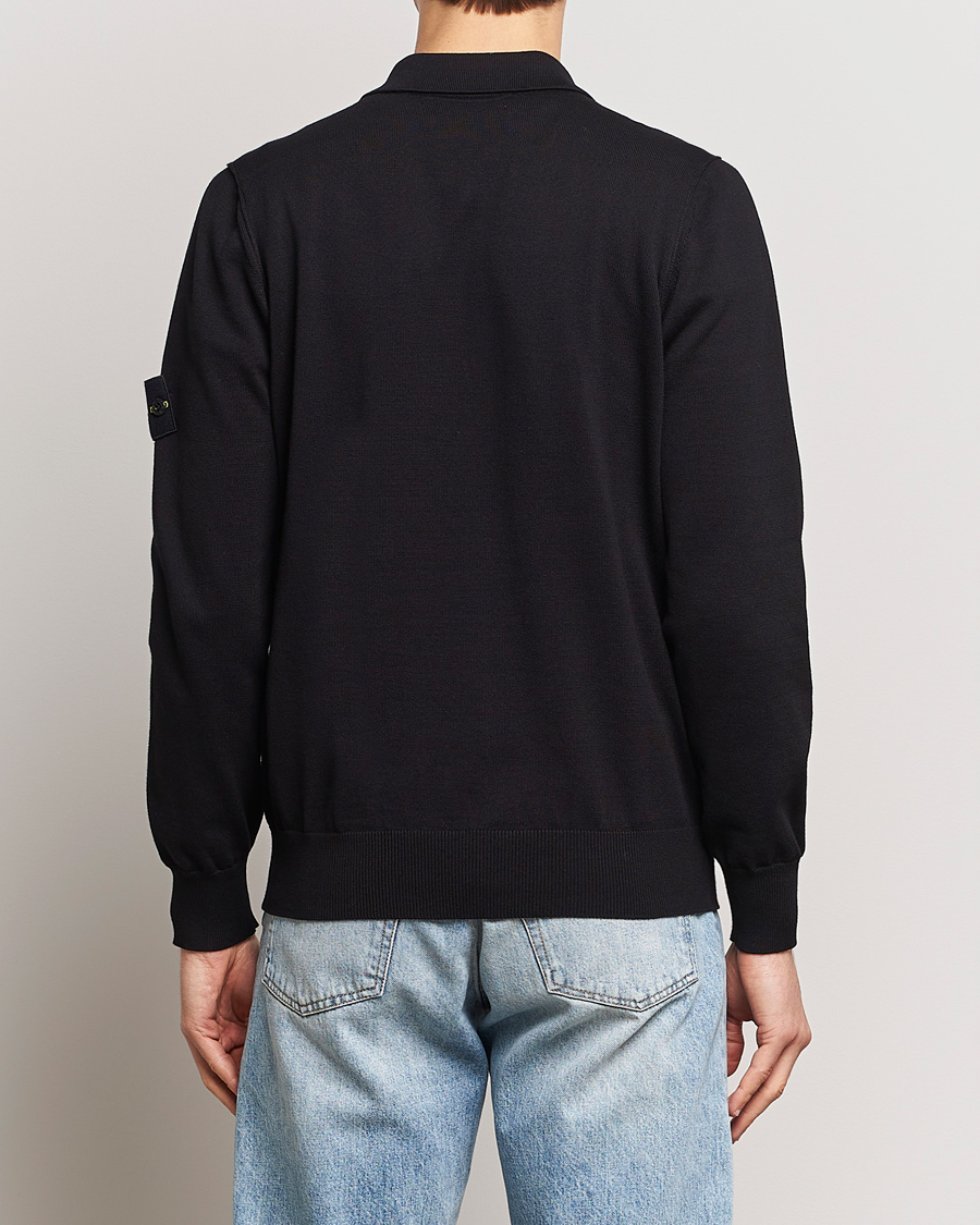Homme | Pulls Et Tricots | Stone Island | Organic Cotton Half Zip Poloshirt Black