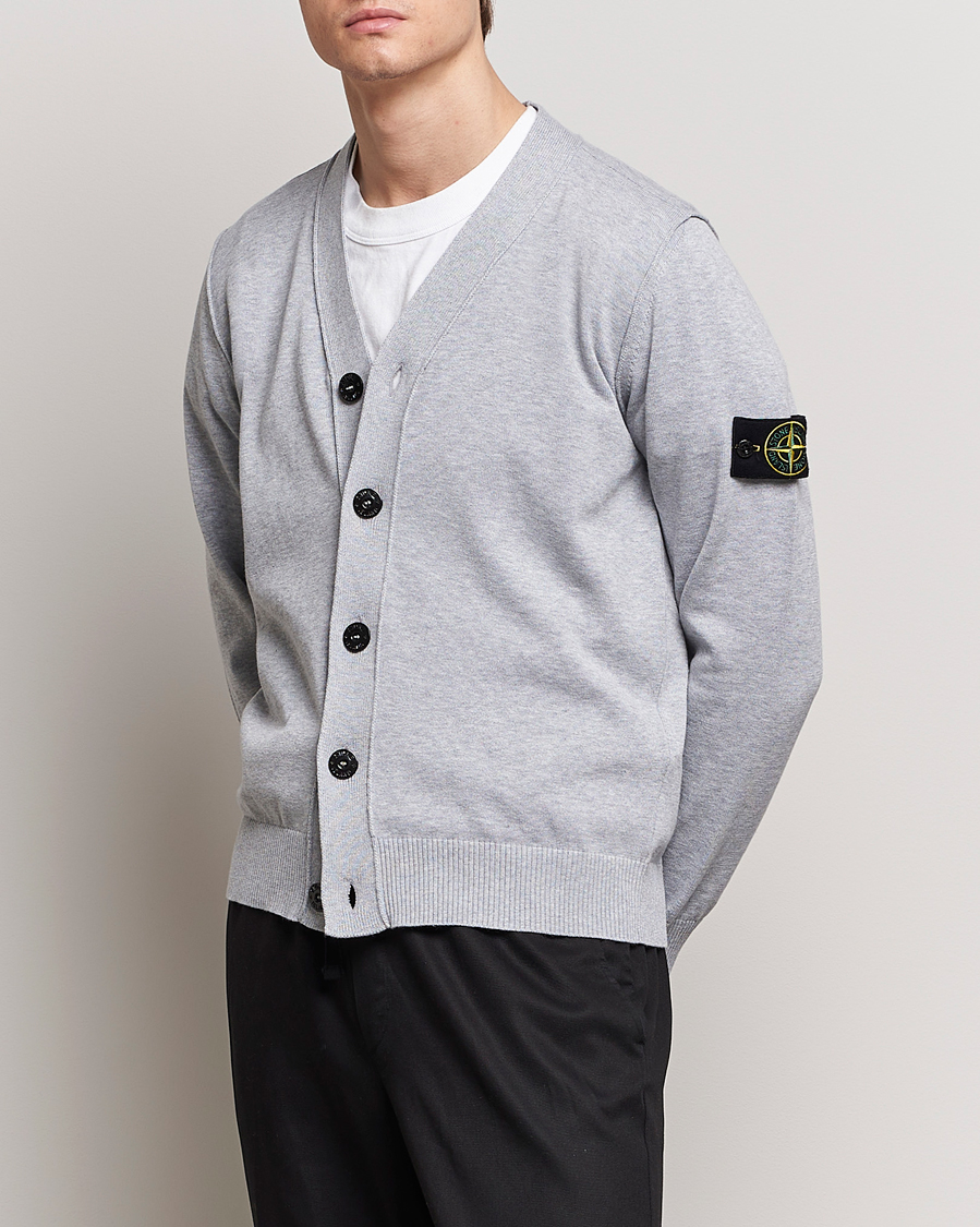 Homme | Pulls Et Tricots | Stone Island | Soft Organic Cotton Cardigan Dark Grey Melange