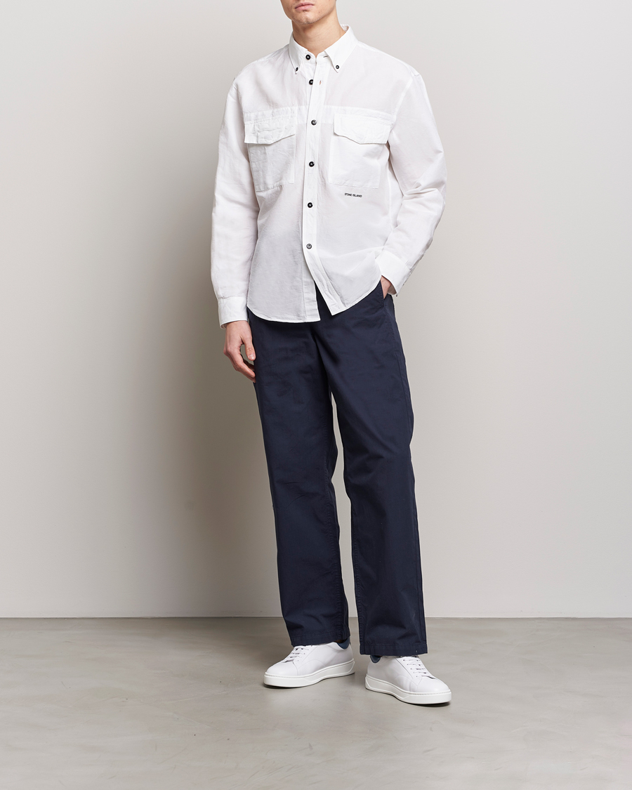 Homme | Chemises | Stone Island | Cotton/Hemp Pocket Overshirt White