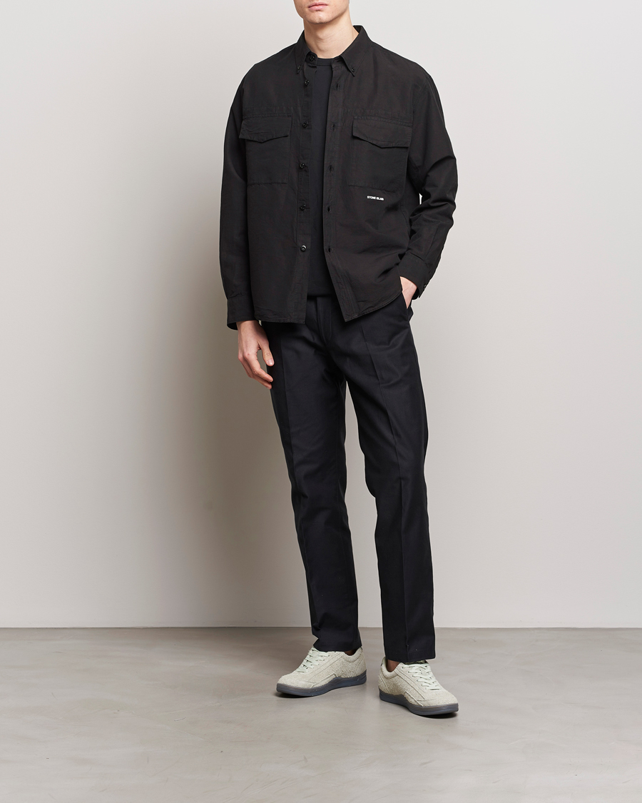 Homme | Chemises | Stone Island | Cotton/Hemp Pocket Overshirt Black