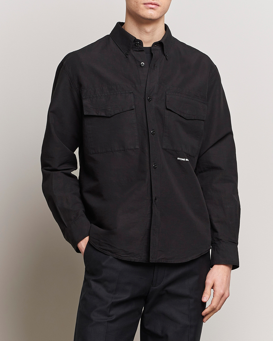 Homme | Chemises | Stone Island | Cotton/Hemp Pocket Overshirt Black