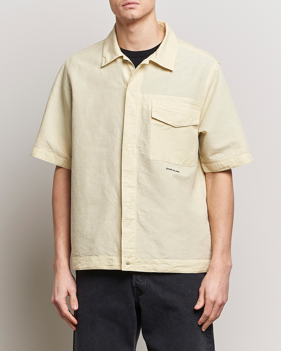 Homme | Chemises À Manches Courtes | Stone Island | Cotton/Hemp Short Sleeve Shirts Beige