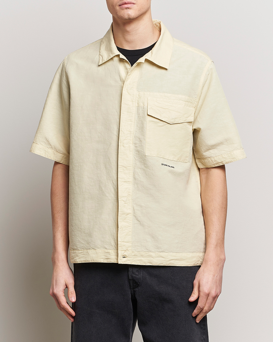 Homme | Chemises | Stone Island | Cotton/Hemp Short Sleeve Shirts Beige