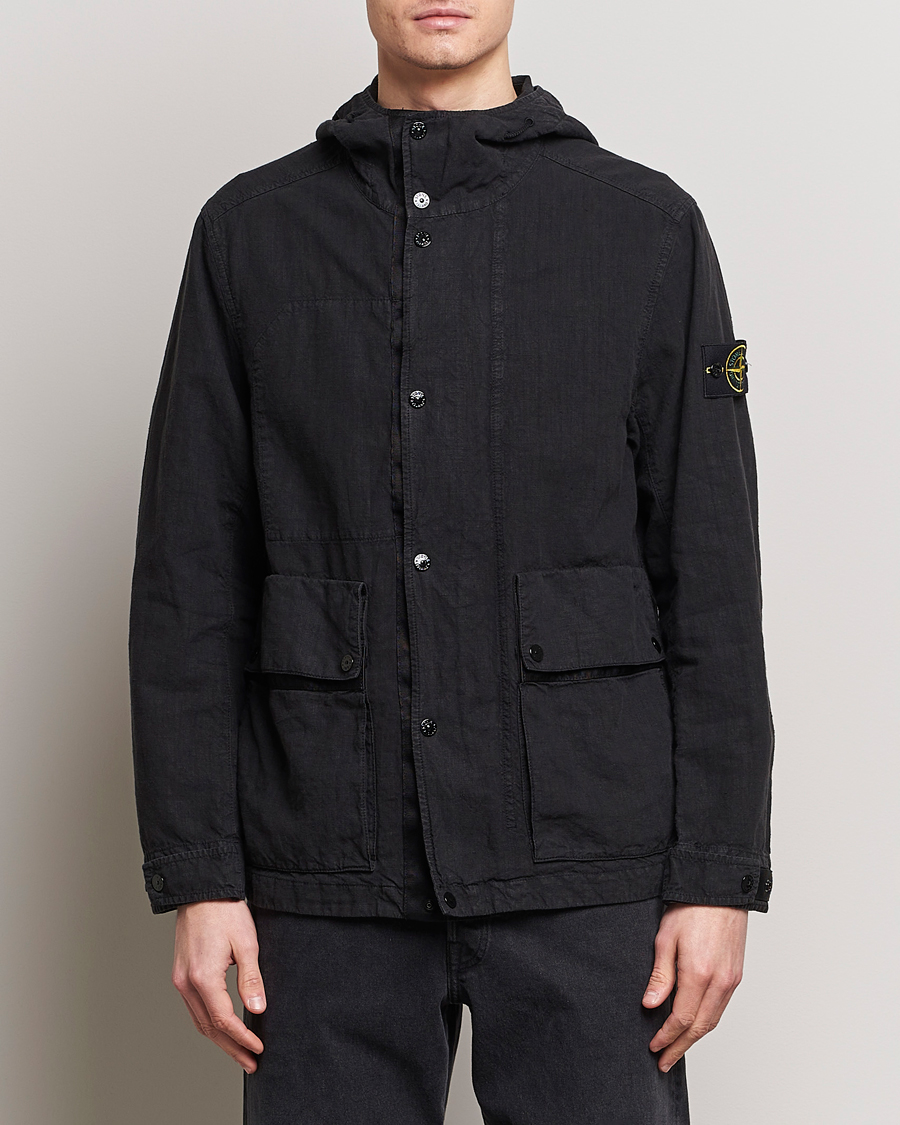 Homme | Vêtements | Stone Island | Linen Nylon Hooded Jacket Black
