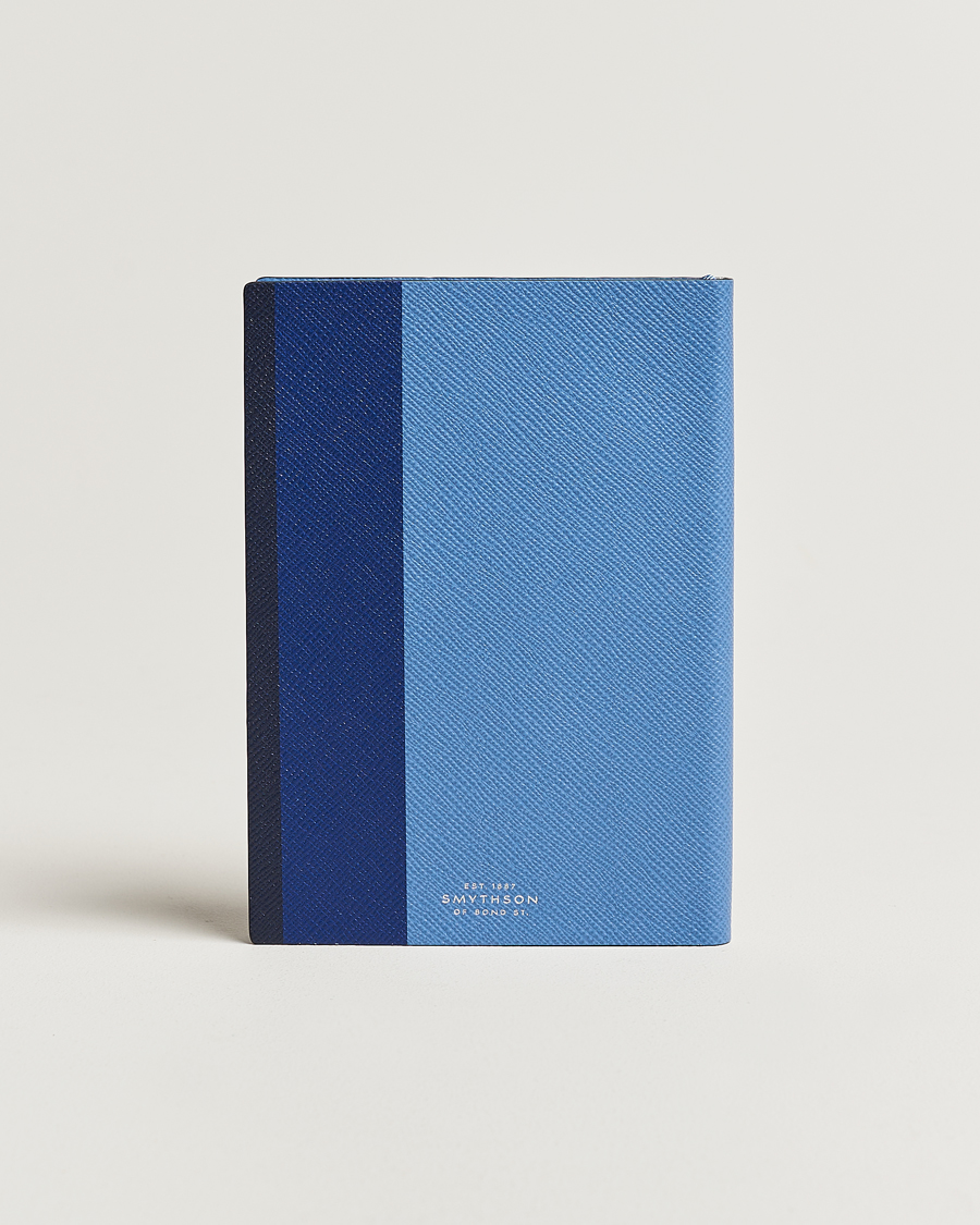 Homme | Sections | Smythson | Soho Notebook Ribbon Stripe Nile Blue