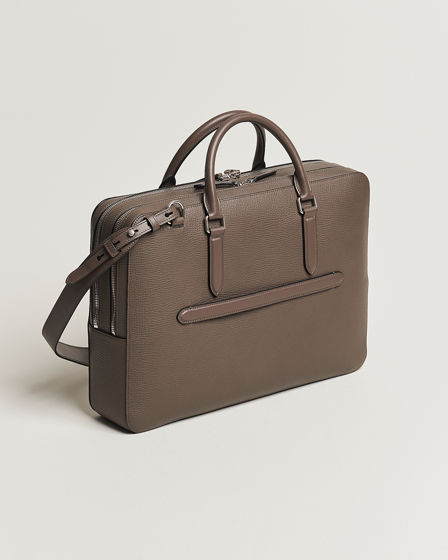 Homme | Smythson Ludlow Large Briefcase with Zip Front Dark Taupe | Smythson | Ludlow Large Briefcase with Zip Front Dark Taupe