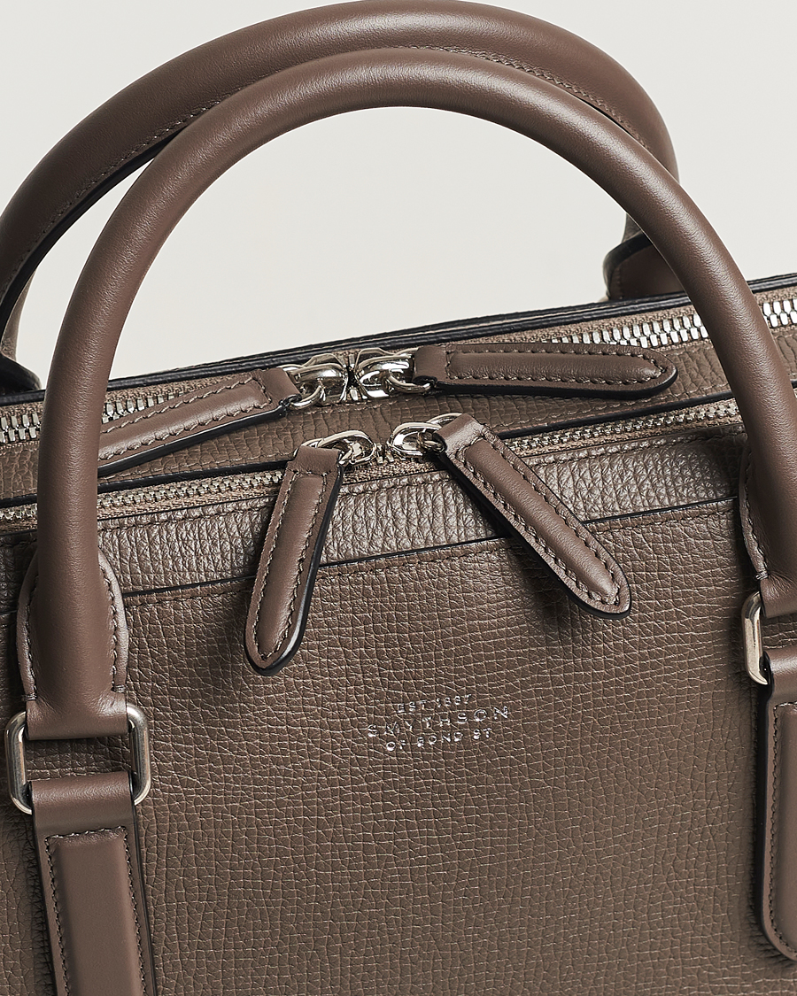 Homme | Smythson Ludlow Large Briefcase with Zip Front Dark Taupe | Smythson | Ludlow Large Briefcase with Zip Front Dark Taupe