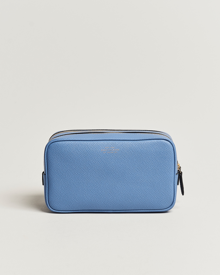 Homme | Smythson Panama Double Zip Washbag Nile Blue | Smythson | Panama Double Zip Washbag Nile Blue