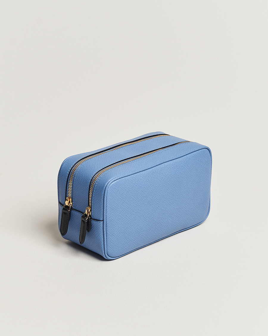 Homme | Smythson Panama Double Zip Washbag Nile Blue | Smythson | Panama Double Zip Washbag Nile Blue