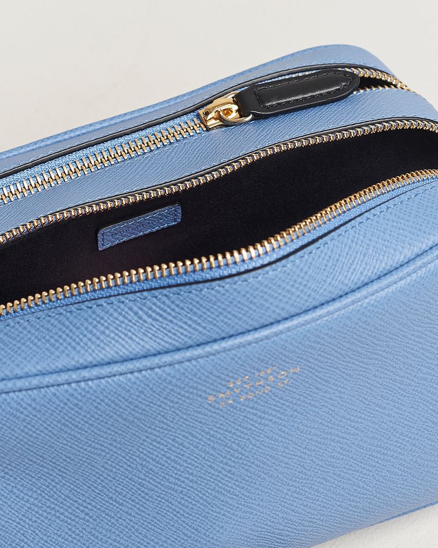 Homme | Smythson Panama Double Zip Washbag Nile Blue | Smythson | Panama Double Zip Washbag Nile Blue